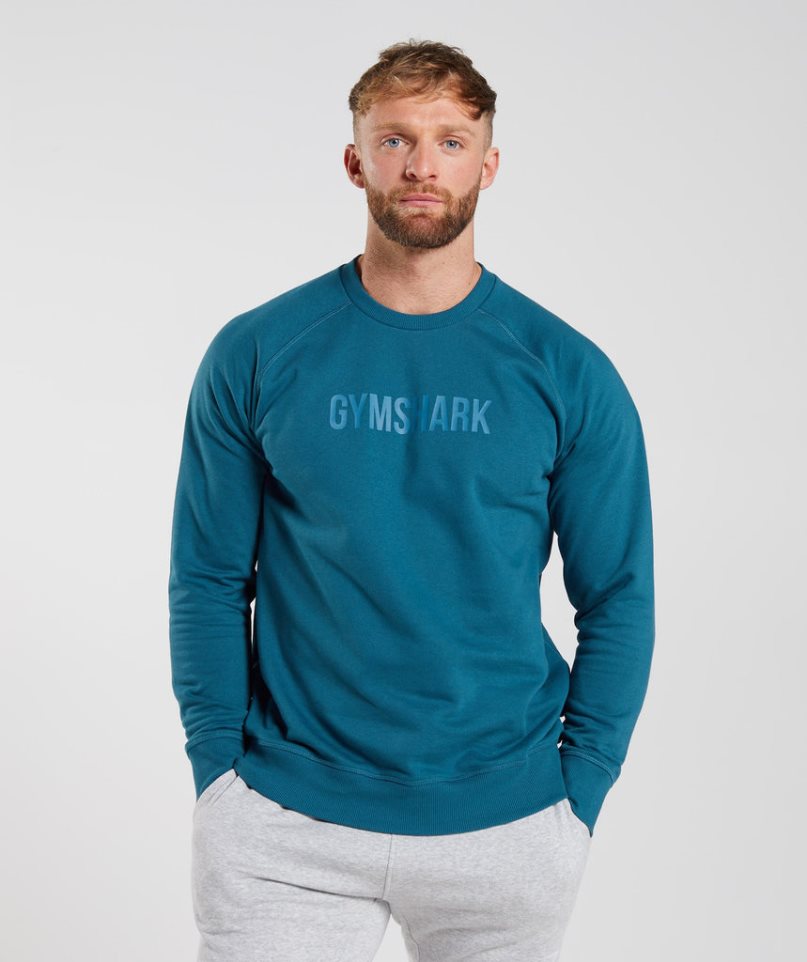 Men\'s Gymshark Apollo Crew Sweatshirts Turquoise | CA 17A863